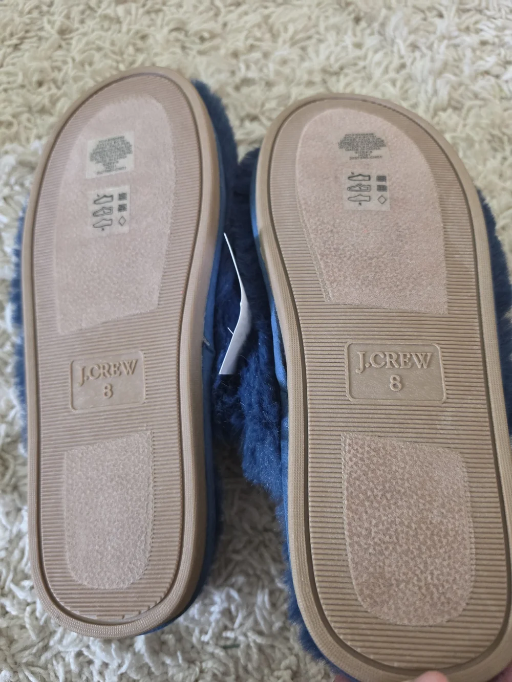 J. Crew Navy Plush Fuzzy Slip-On Slippers